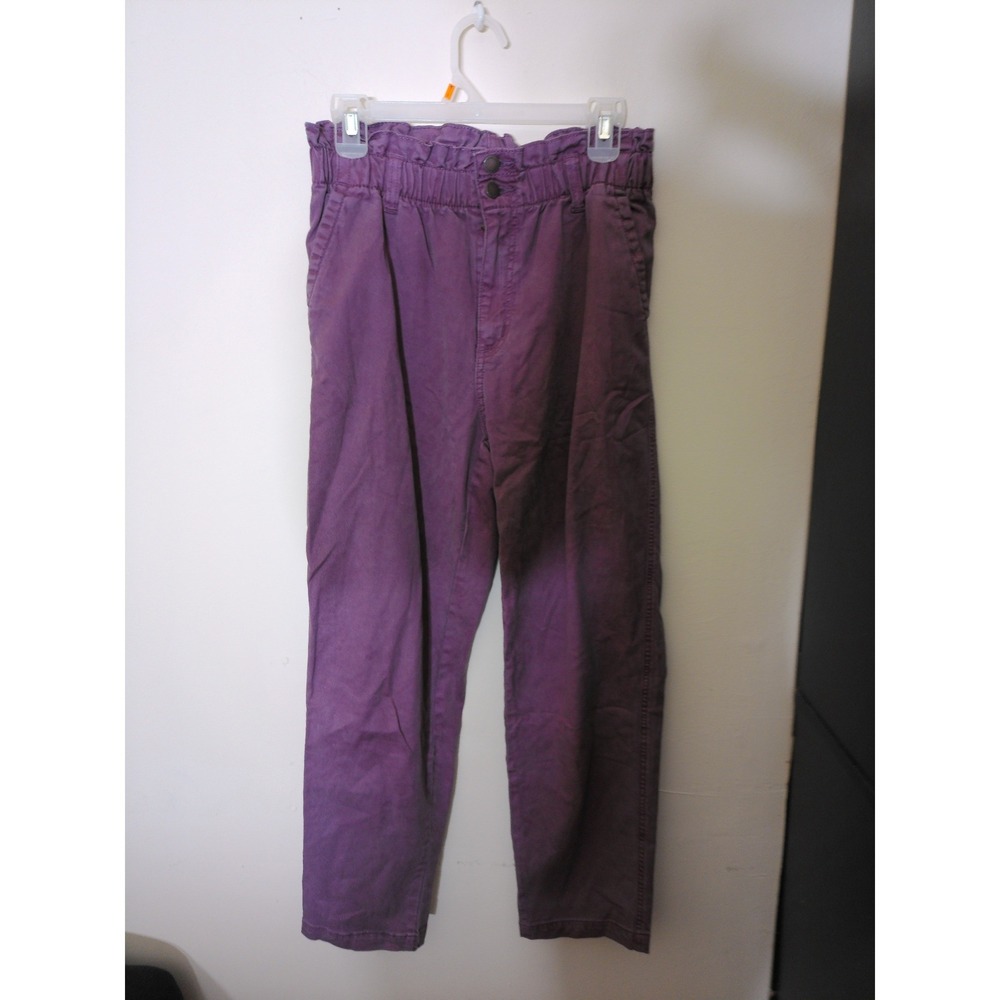 American Eagle Paperbag Pants Womens 2 Purple High Rise Straight Leg Casual